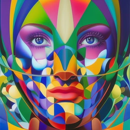 Water Woman: Hyperrealistic Portrait in Cubist Art Style