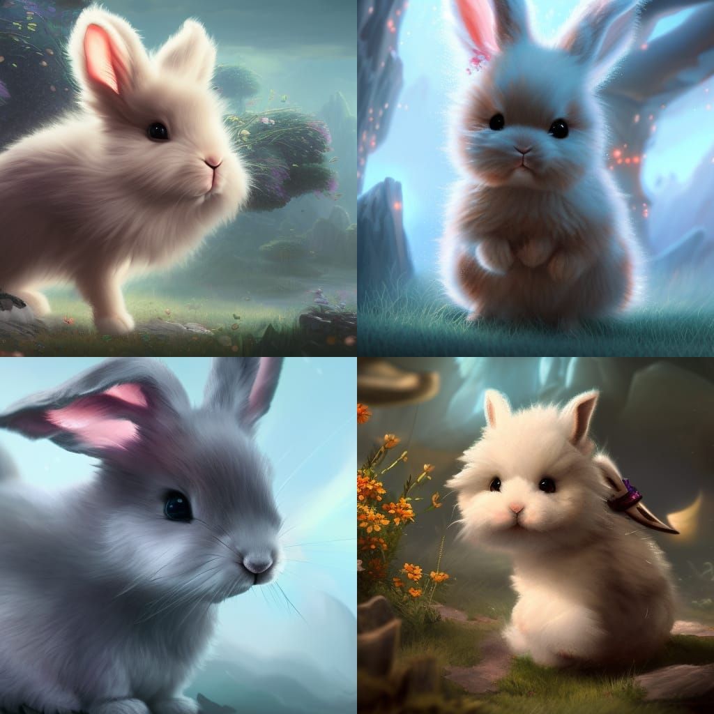 Cute Fluffy Bunny Fantasy Concept Art