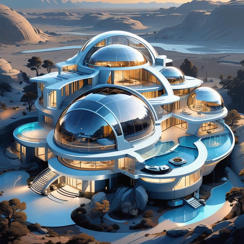 Sleek Lunar Mansion in Space Age Design