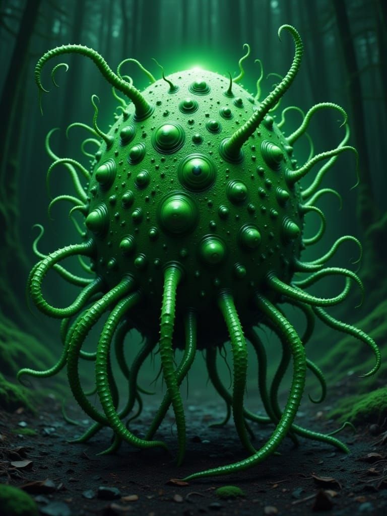 Alien Egg with Millions of Eyes in Sci-Fi Horror Style