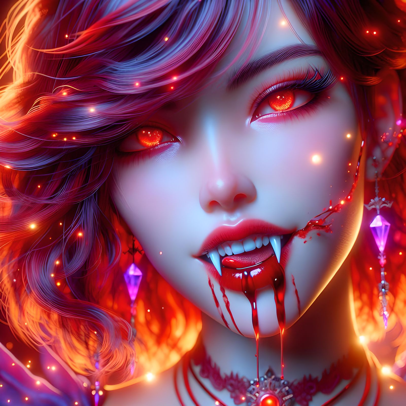 Captivating Vampire Portrait with Blood