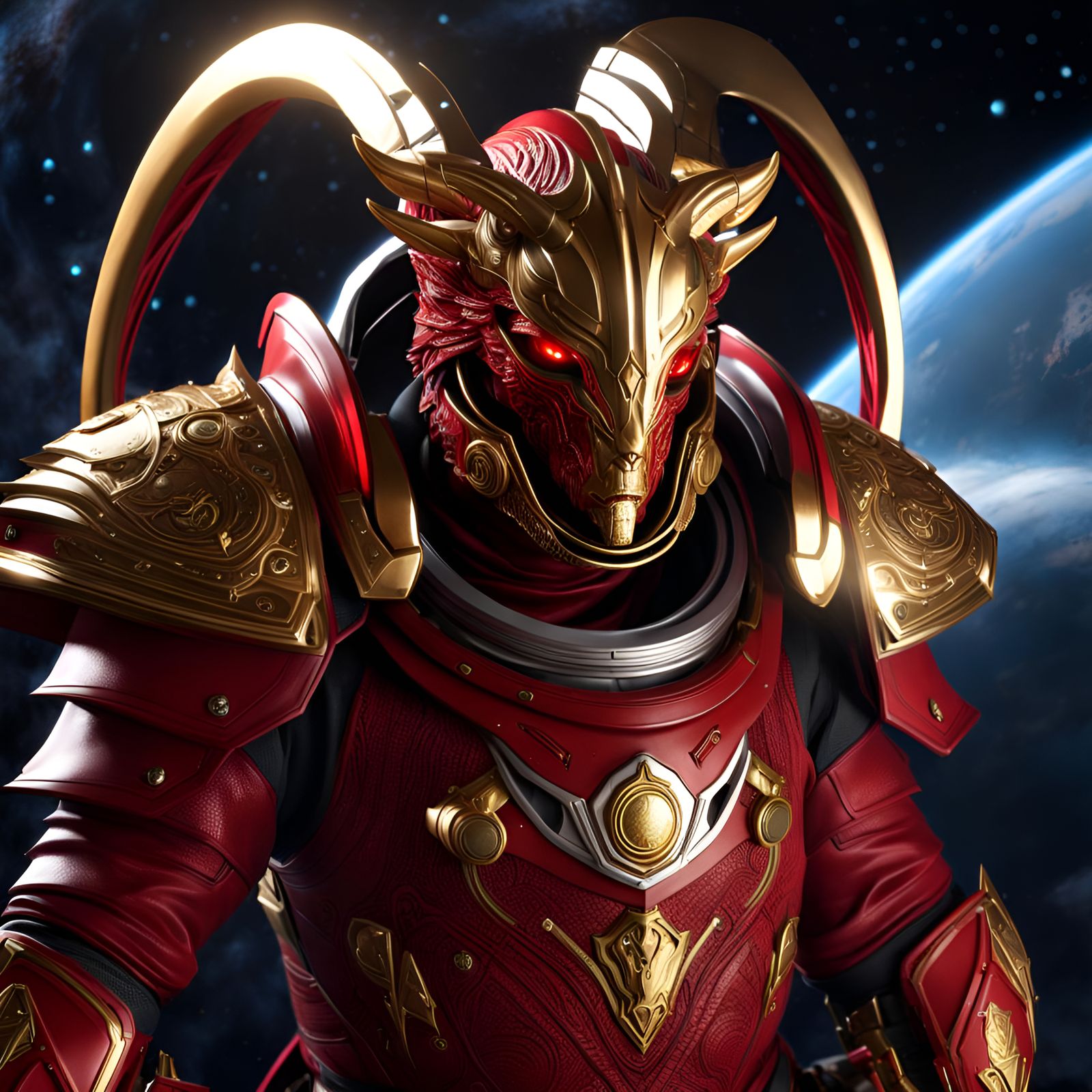 Sci-Fi Dragonborn in Space: Detailed Matte Painting