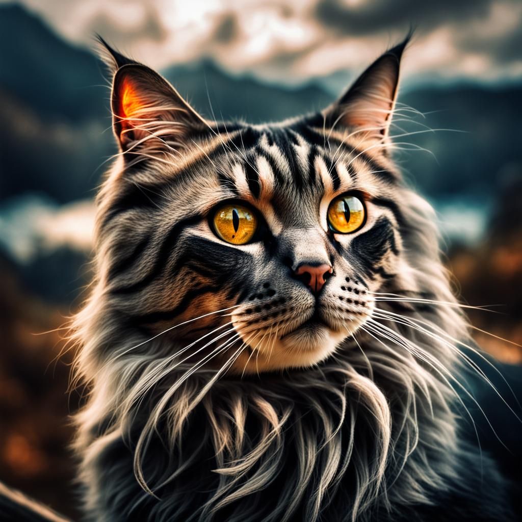 God's View Through a Cat's Eyes: Hyperrealistic Portrait