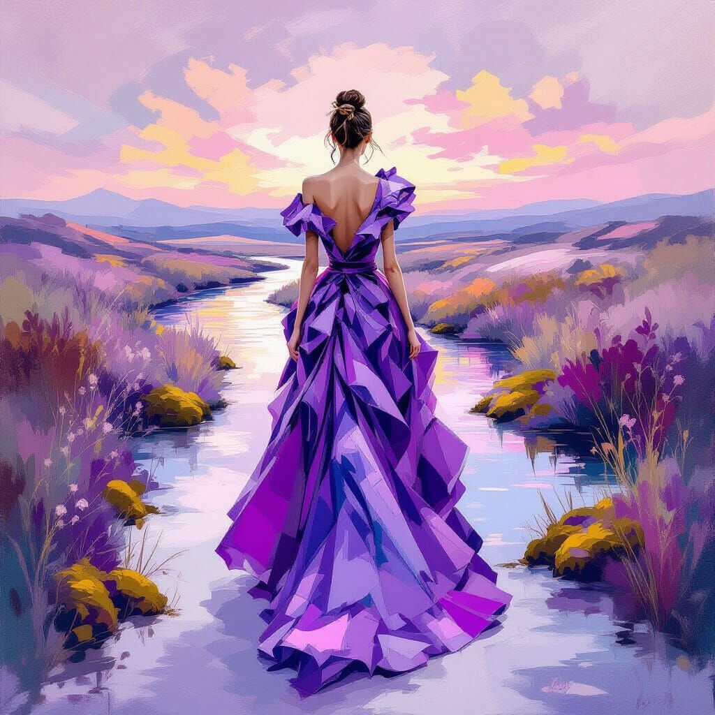 Fashionista in Haute Couture, Neo-Impressionist Style