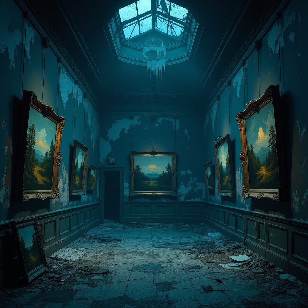 Haunting Abandoned Art Gallery in Mystical Style