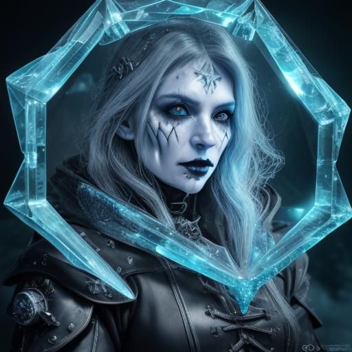 Iced Evil Witch Hunter in Gothic Steampunk Armor