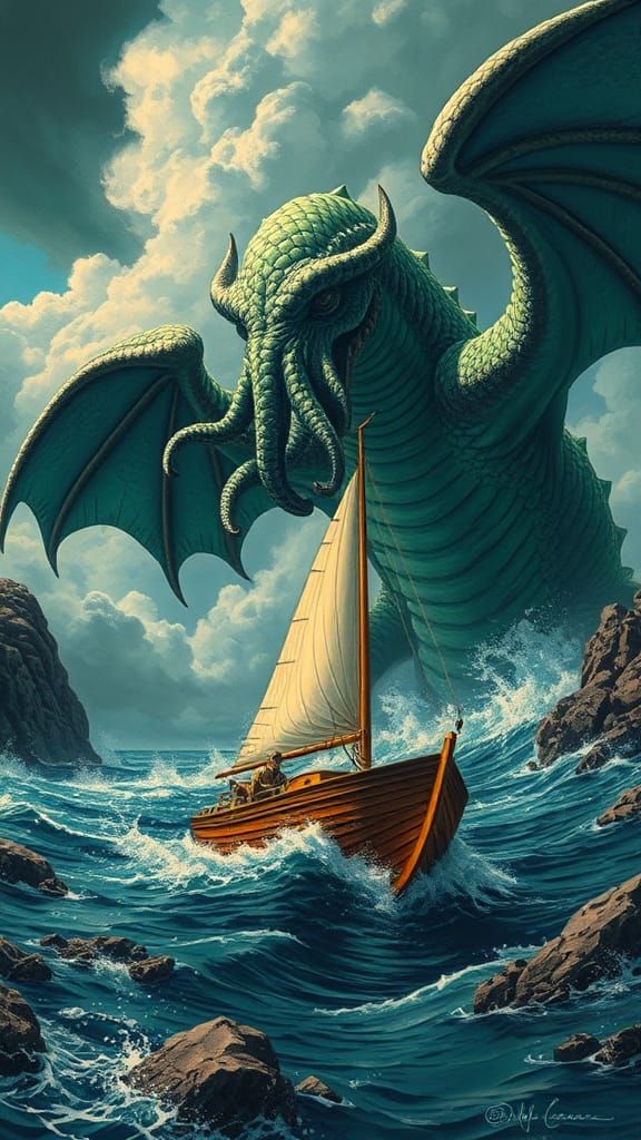 Cthulhu Awakens: A Retro-Futuristic Book Cover