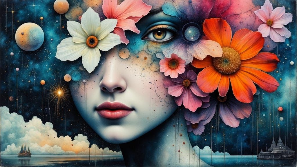 Surreal Bloom in Abstract Surreal Style