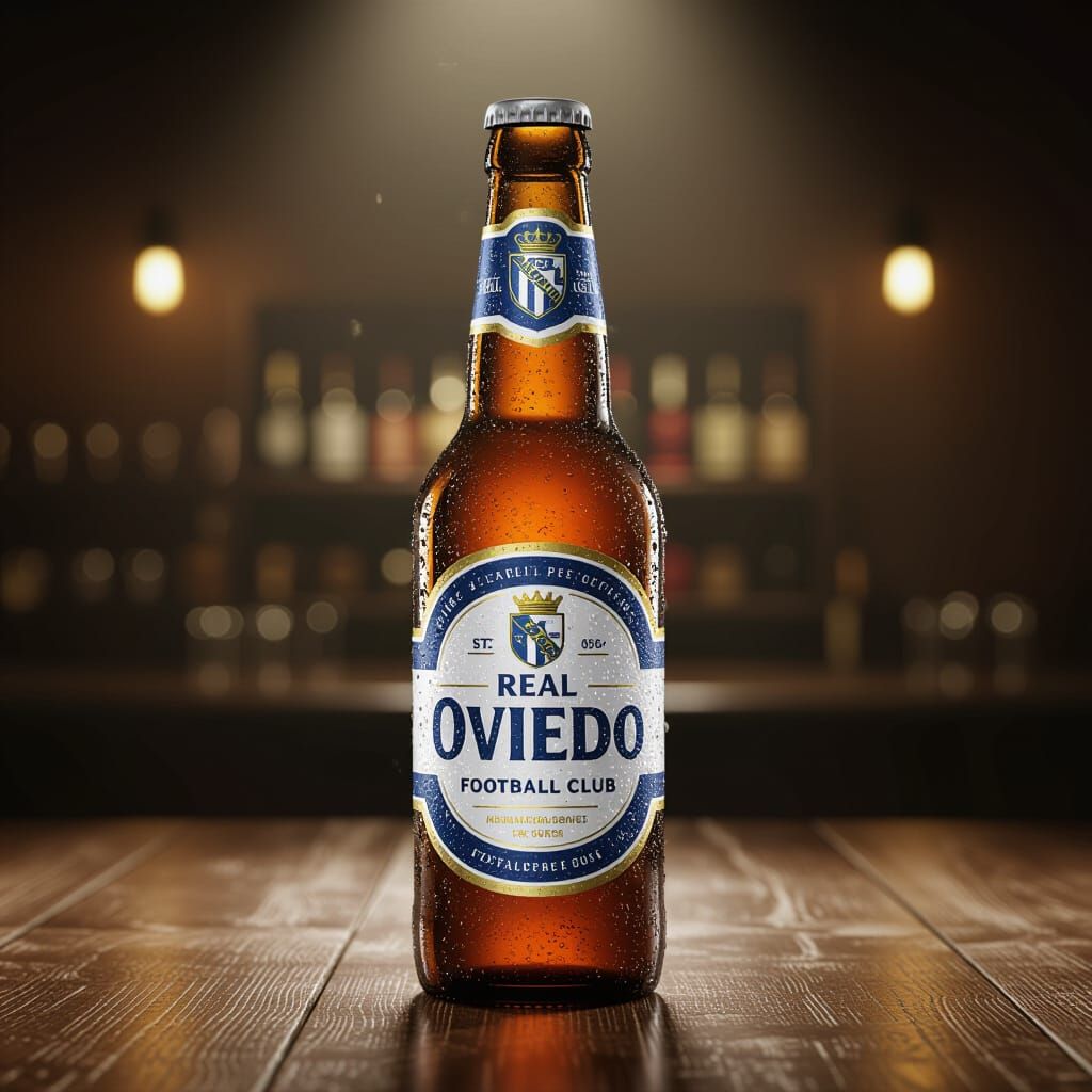 Vintage Real Oviedo Beer Bottle on Bar