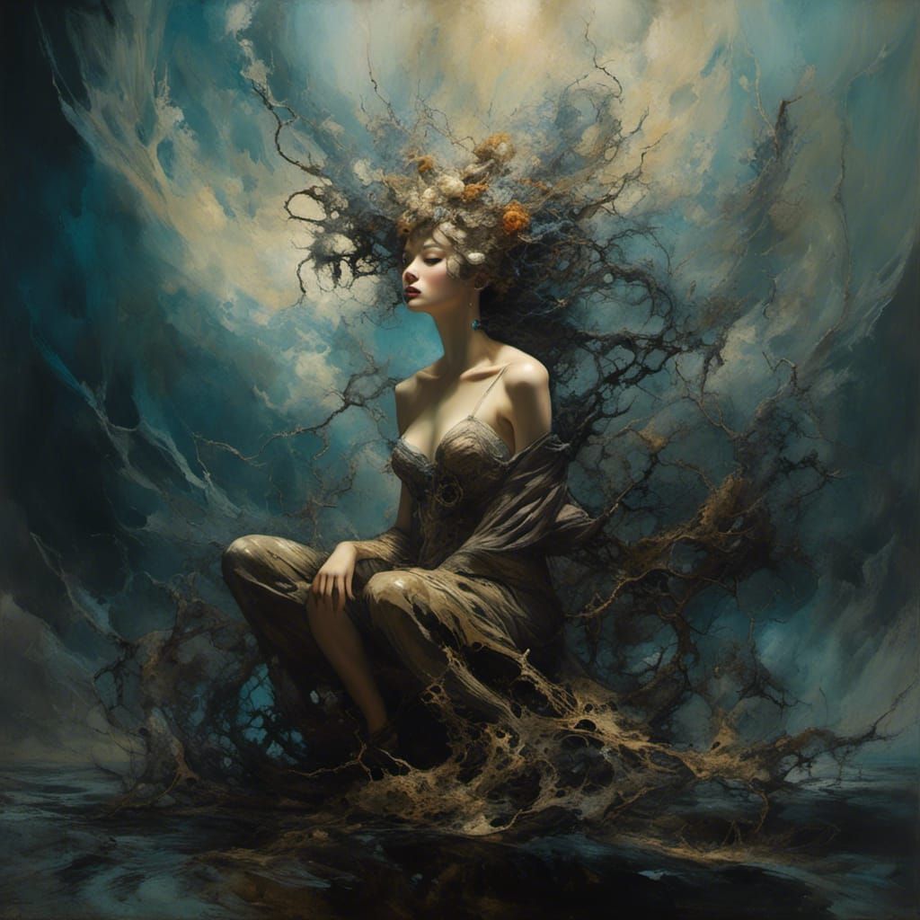 Clown with Black Crown in Dark Anime Style