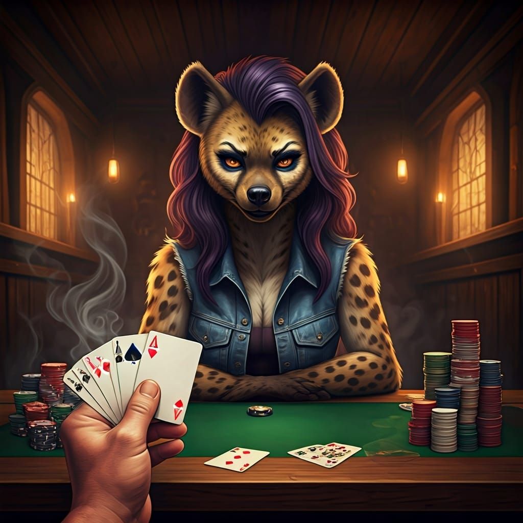 Poker Game with Hyena, Todd McFarlane Style