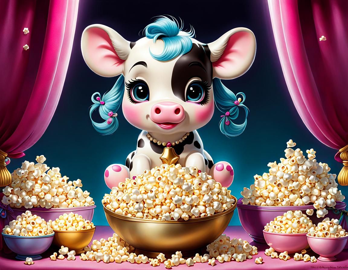 Popcorn Cow: A Chibi Pixar Creation