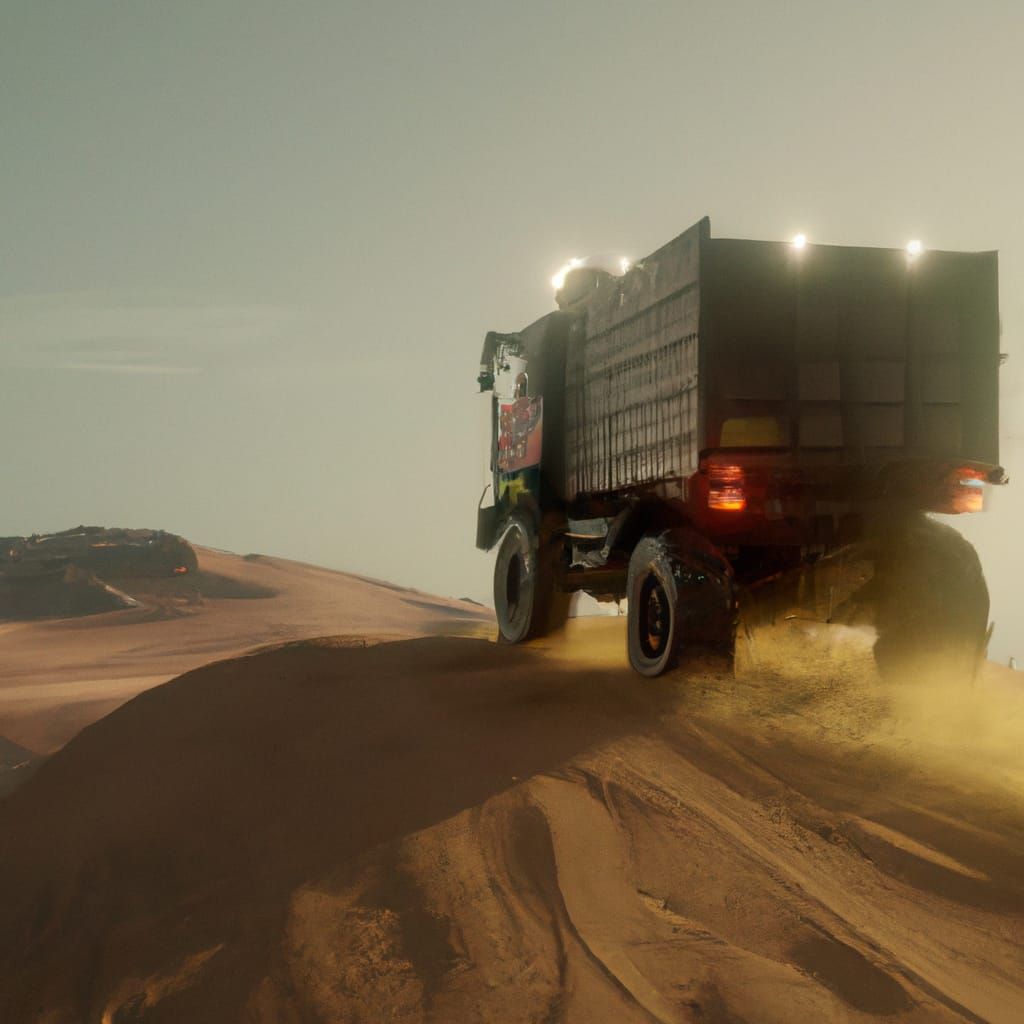 Dakar Race Truck in Dunes, Volumetric Lighting