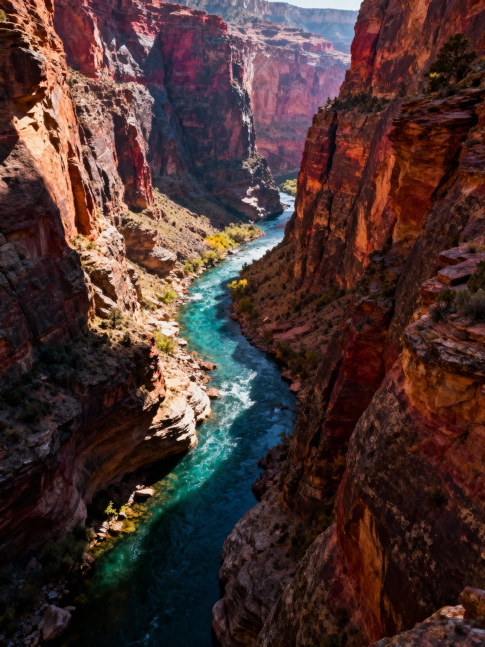 Hyperrealistic Rocky Canyon with Vibrant River