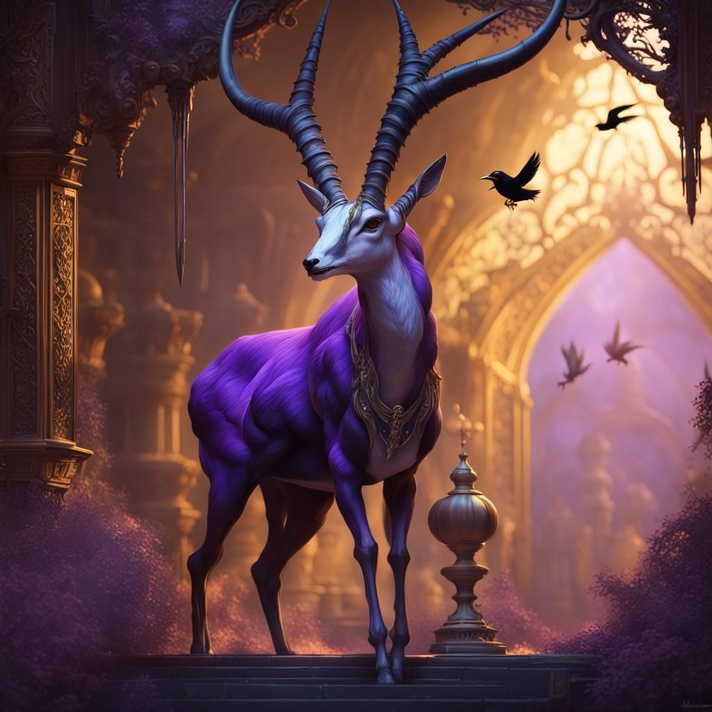 Gazelle and Bird Dark Fantasy Concept Art
