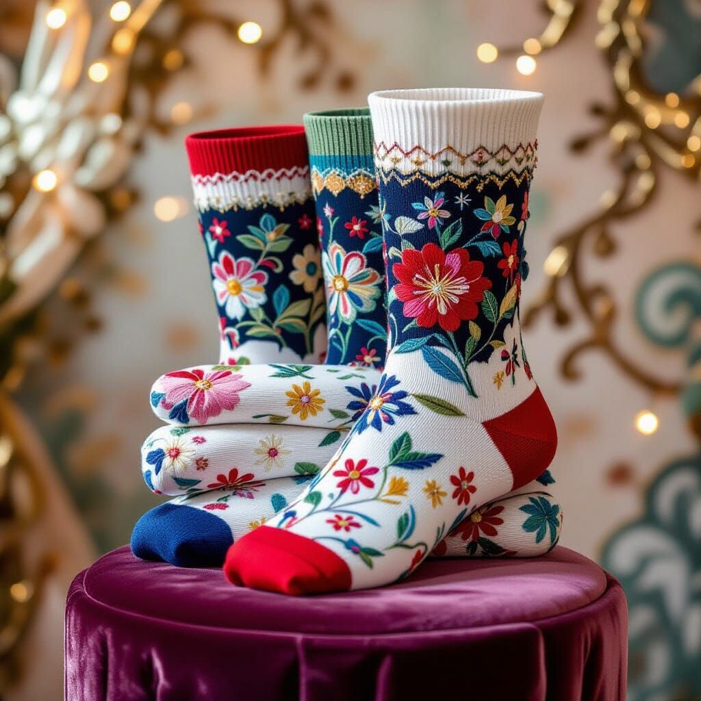 Collector's Edition Fairytale Socks with Embroidery Detail