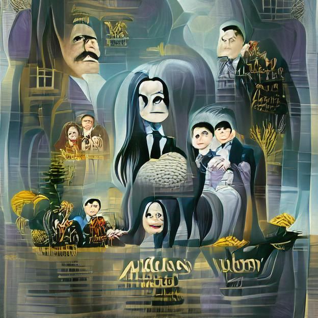 The Addams Family Movie Poster in Vintage Style