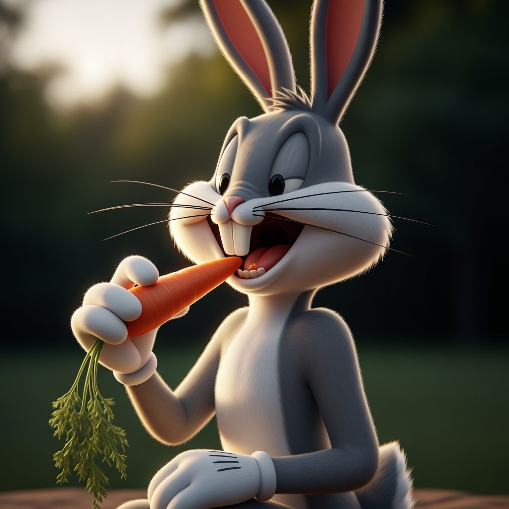 Bugs Bunny Eating Carrot with Cinematic Lighting