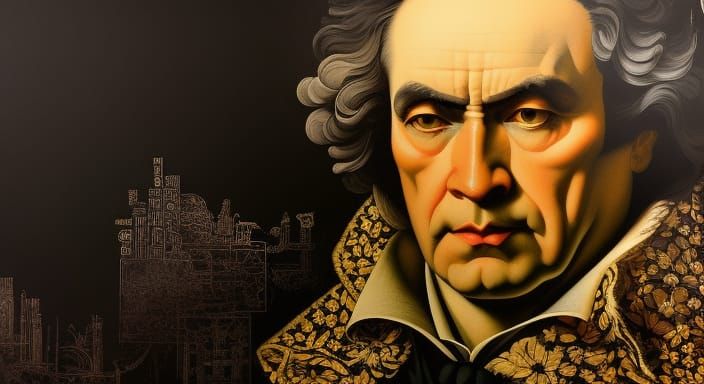 Gothic Ink Portrait of Ludwig Van Beethoven