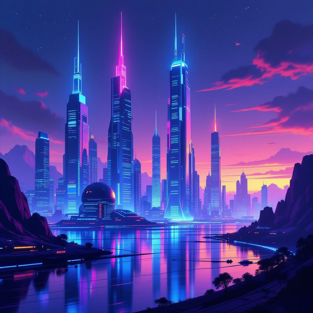 Cyberpunk Cityscape Inspired by Syd Mead and H.R. Giger