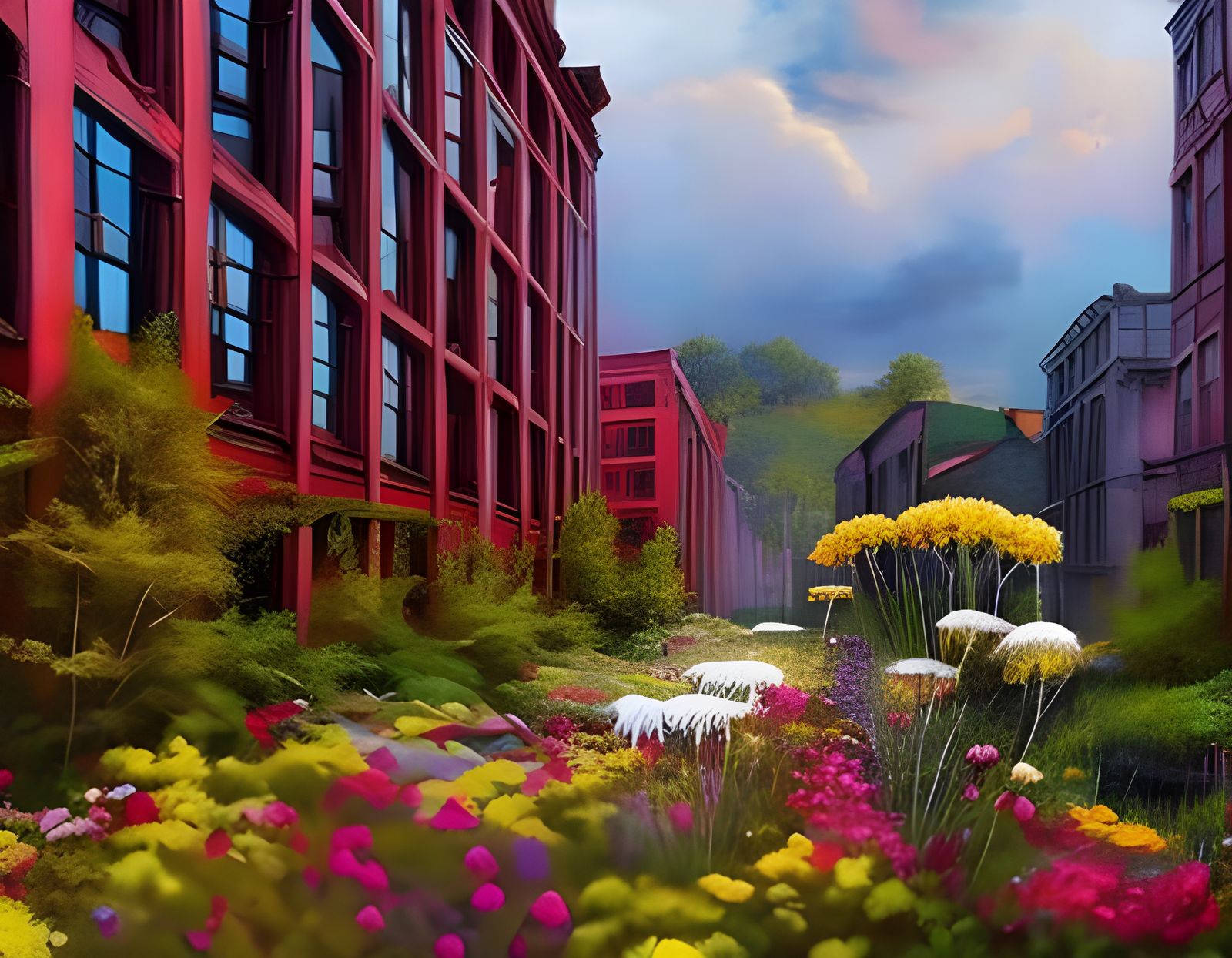 Flowers take over a city street