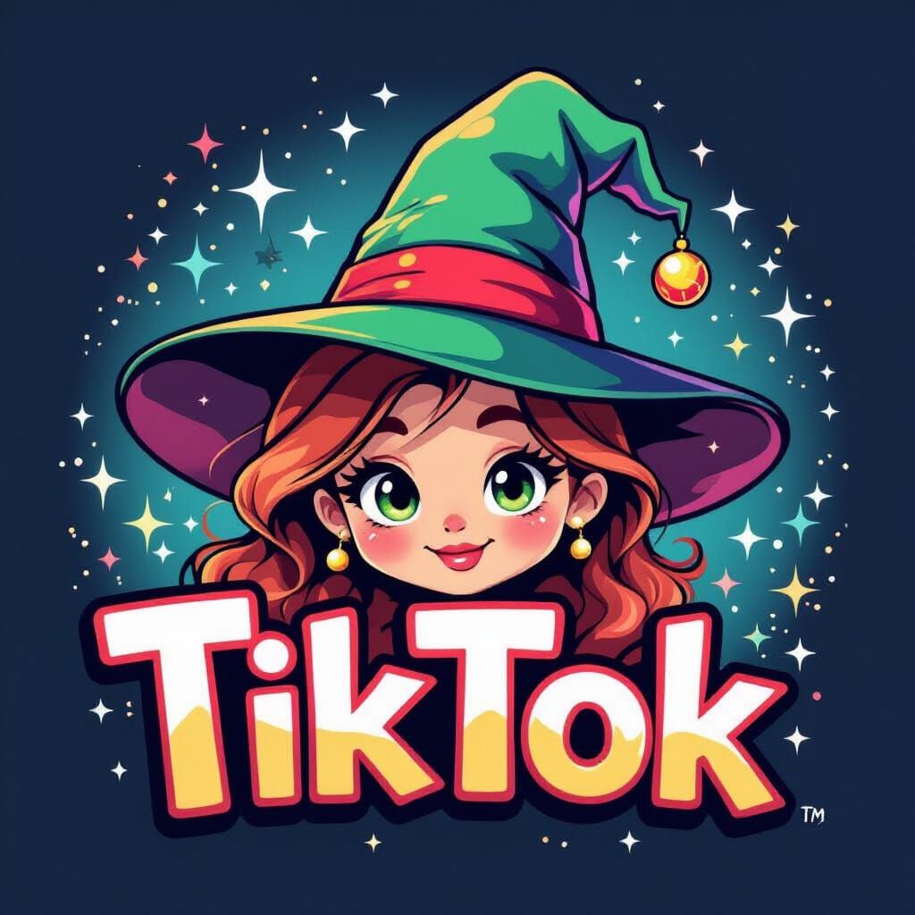 TikTok Logo Festive Christmas Witch Hat Digital Art