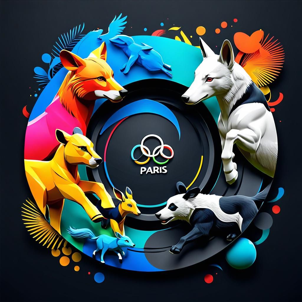 Olympics Games Animals in Pop Art Anime Style