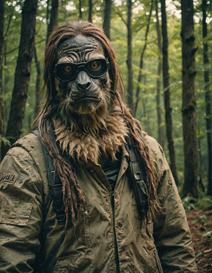 Cinematic Cat Portrait with Film Grain Effect