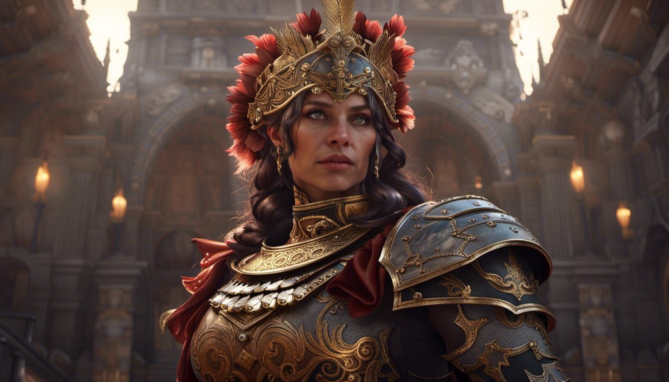 Roman Empress in Ceremonial Armor: Dark Fantasy Art