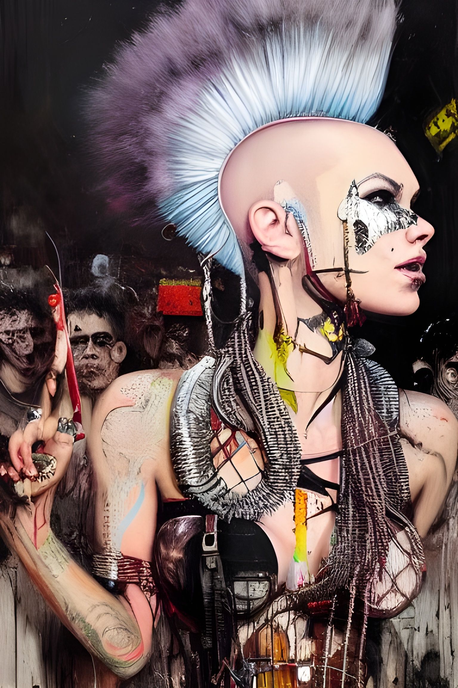 Goddess at Punk Show: A Mixed Media Masterpiece