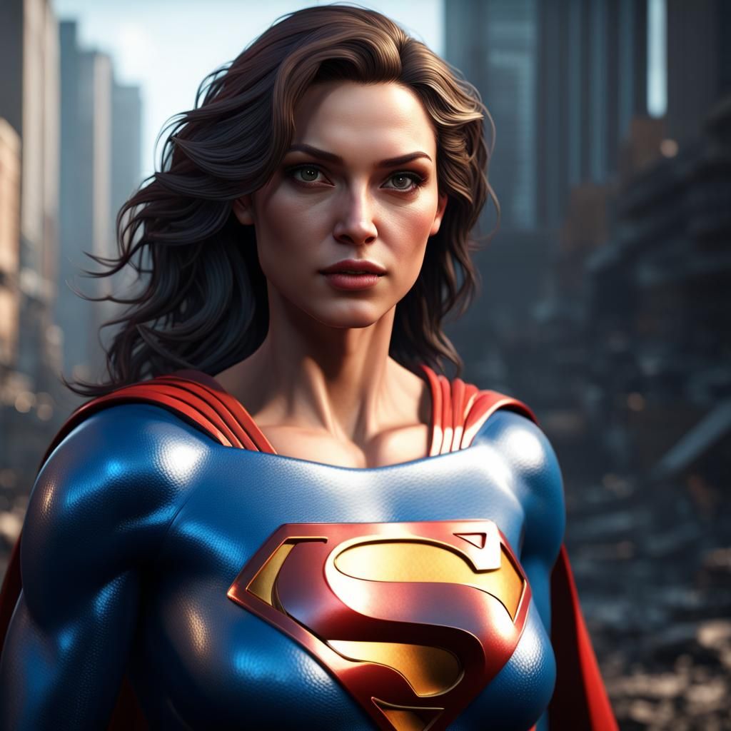 Superwoman Confident Gaze in Cinematic 3D
