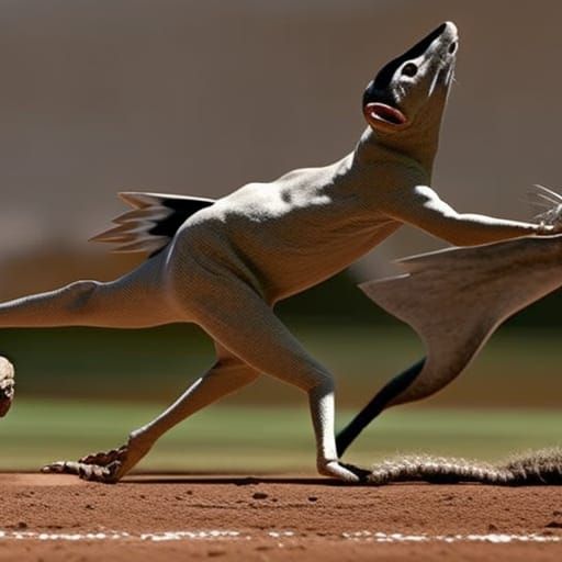 Alien Mice Play Baseball: Surreal Sci-Fi Art