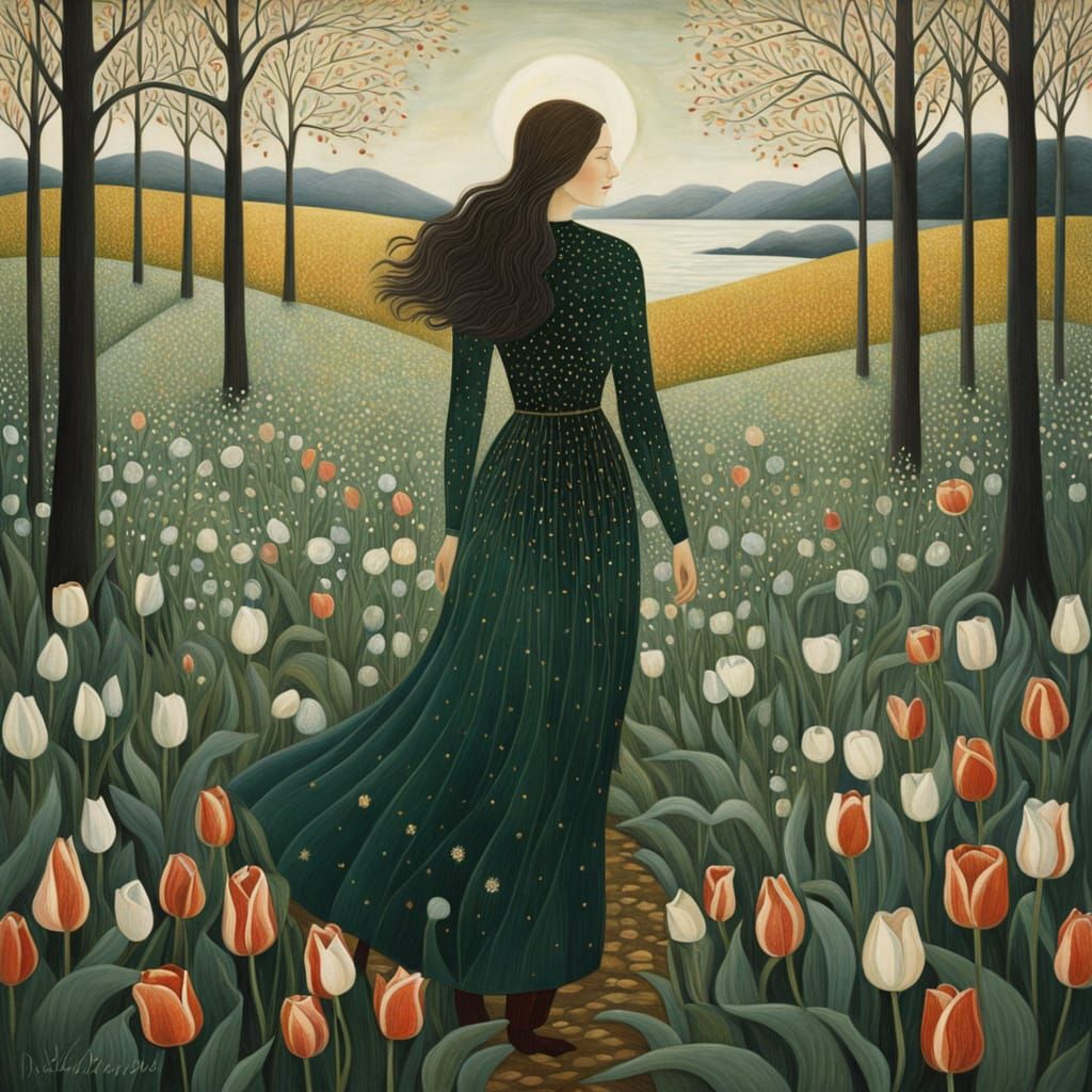 Ethereal Goddess in Liquid Opal Attire, Surrounded by Nature...