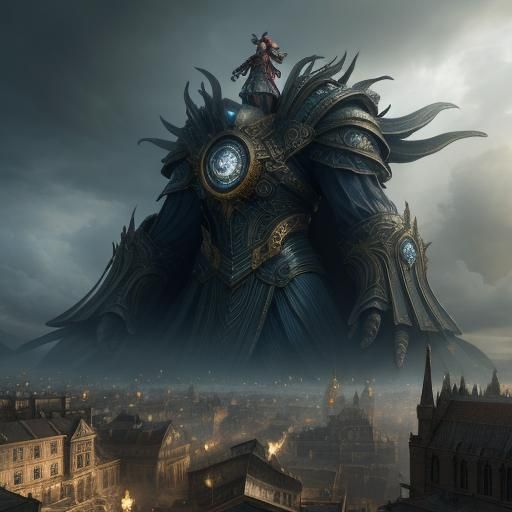 Giant Woman with Child: Epic Digital Painting