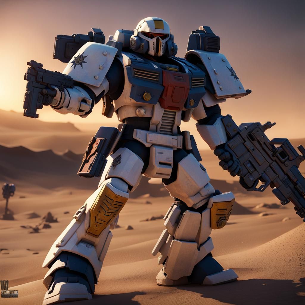 Space Marine Gundam Fusion in Nevada Desert