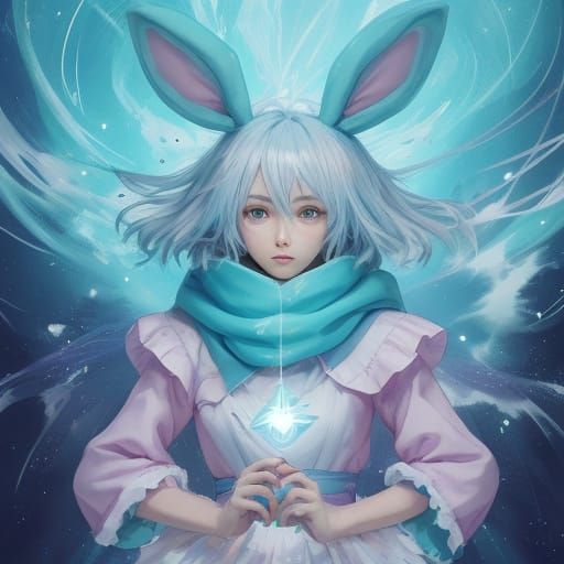 Vibrant Anime Bunny in Pastel Wonderland