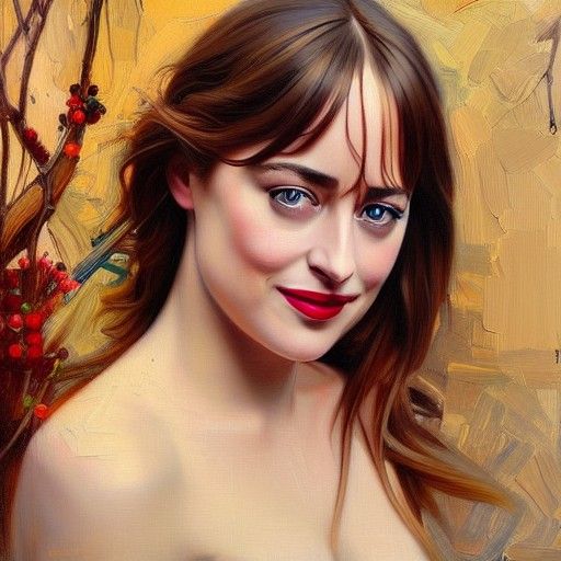 Dakota Johnson Portrait in Oil Painting Style