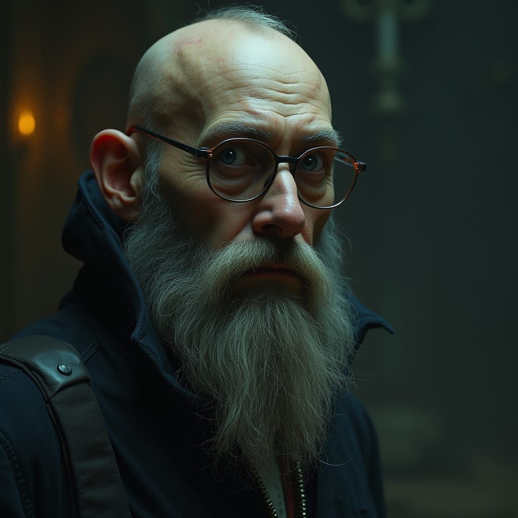 Mystical Investigator with Magic Spectacles in Surreal Style