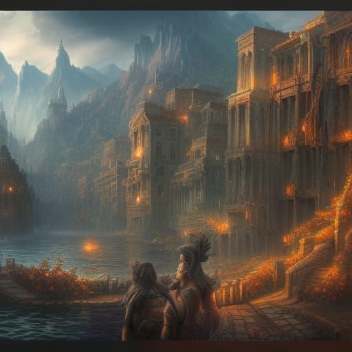 Greek God in Ancient City: Fantasy Concept Art