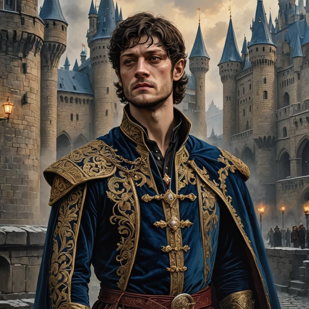 Regal Figure in Medieval Attire, Digital Painting