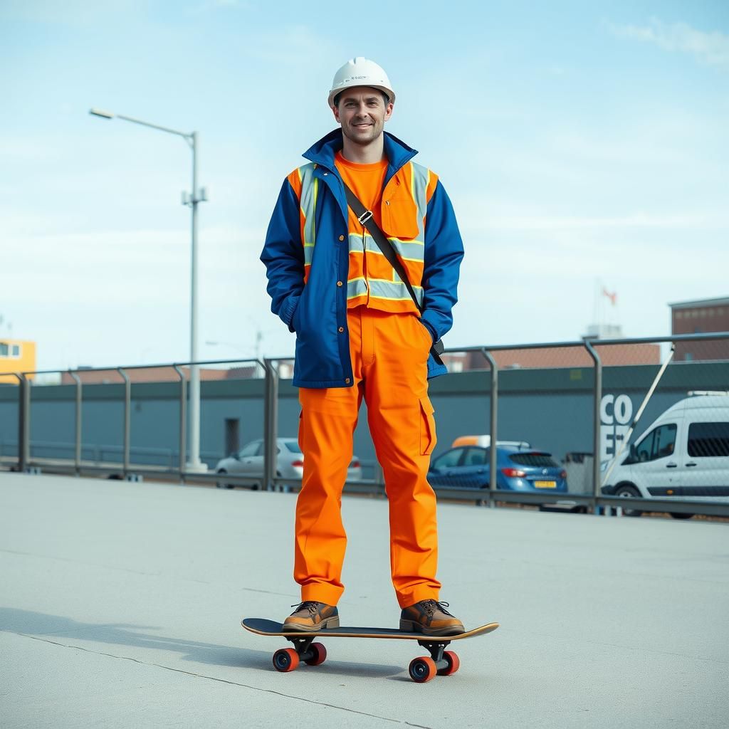 Man on Skateboard in De Stijl Style