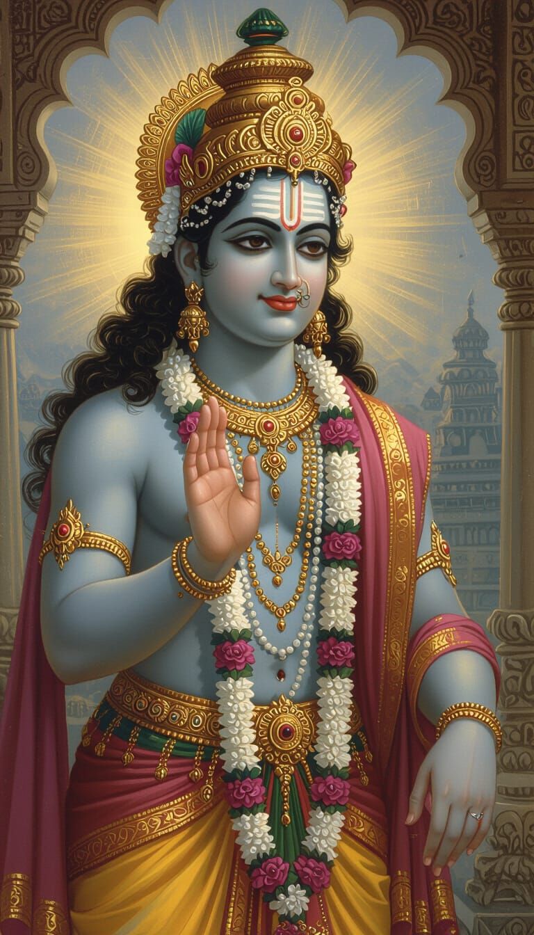 Devotional Hindu Figure Embodies Truth and Wisdom