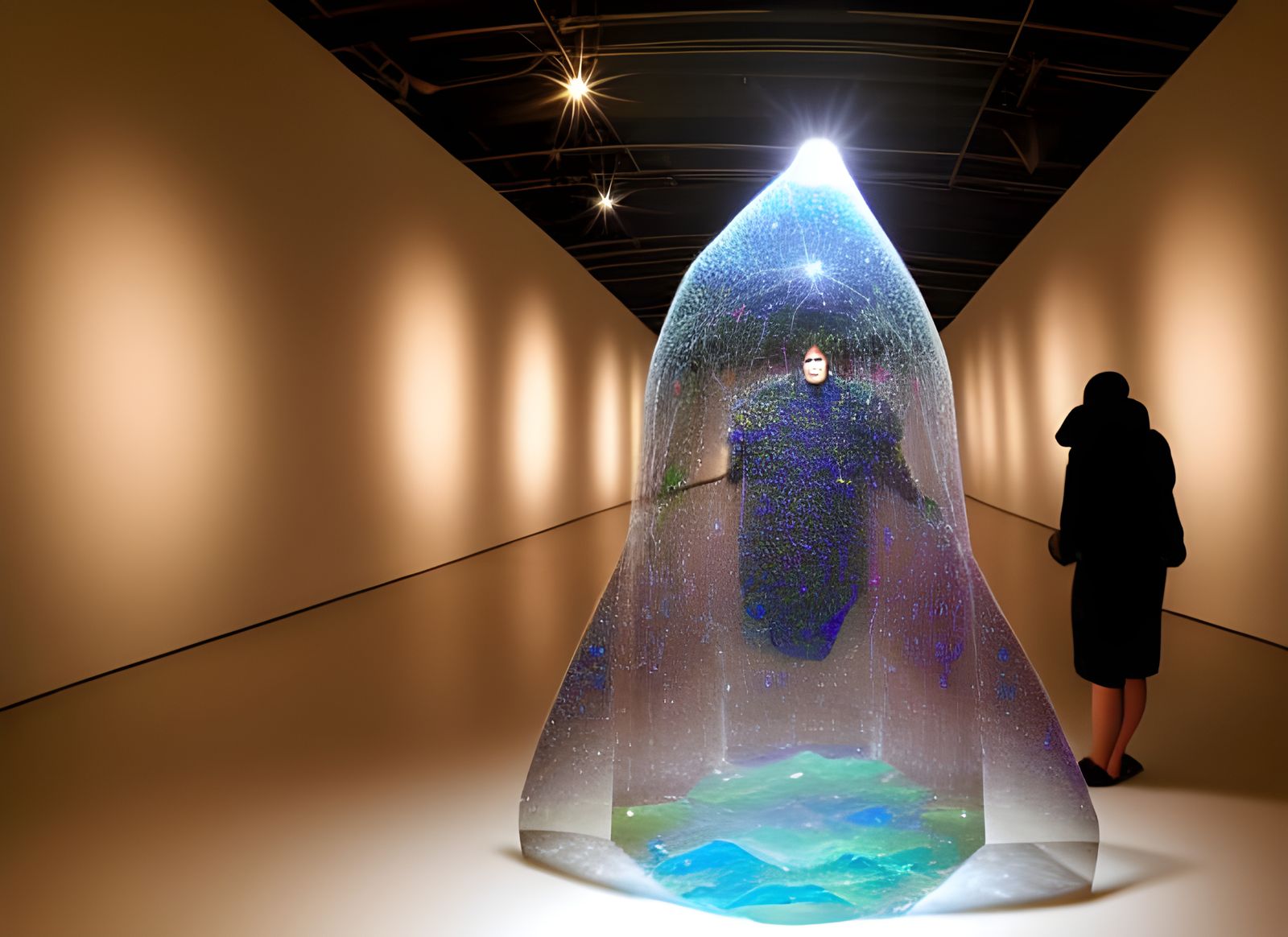 Dreamy Crystal Sculpture with Opalescent Particle System