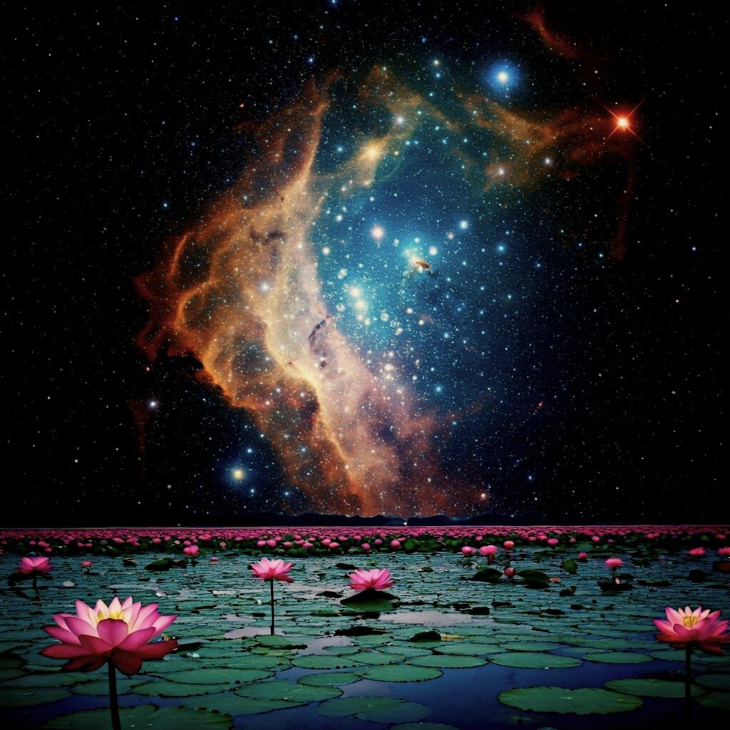 Starfield and Lotus Lake Dreamscape