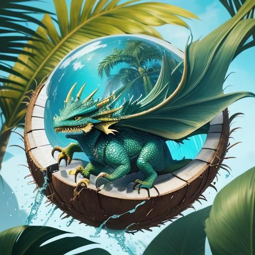 Dragon Coconut Transformation: Fantasy Concept Art