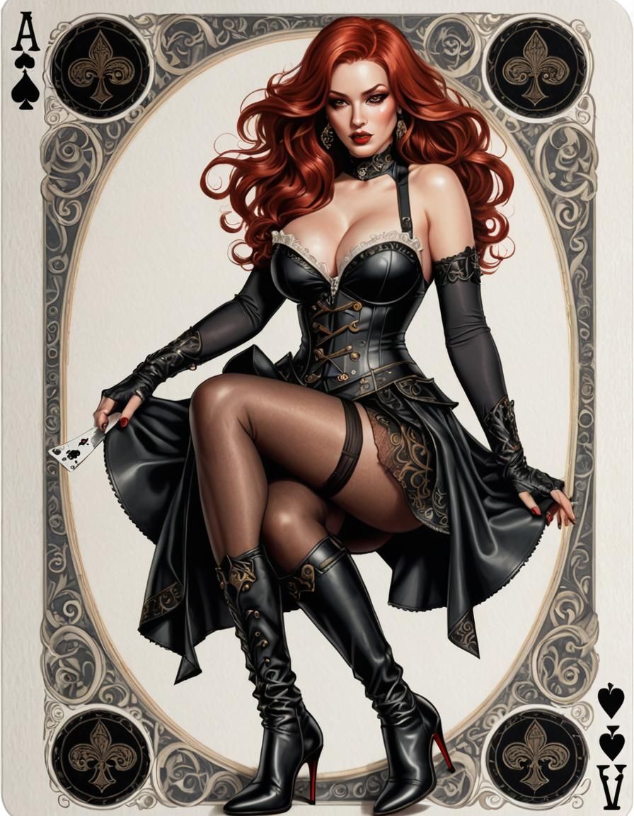 Pinup Girl on Ace of Spades Playing Card