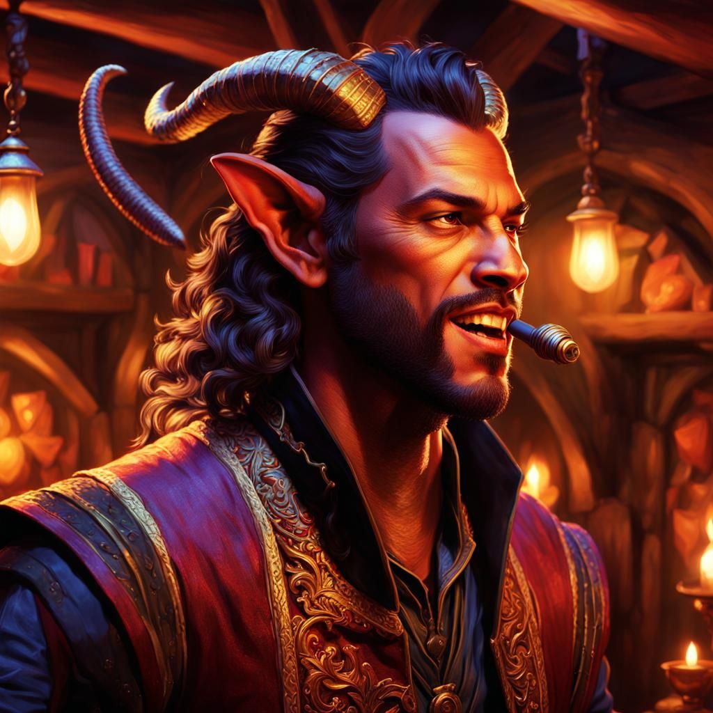 Tiefling Bard Sings in Port Nyanzaru Inn