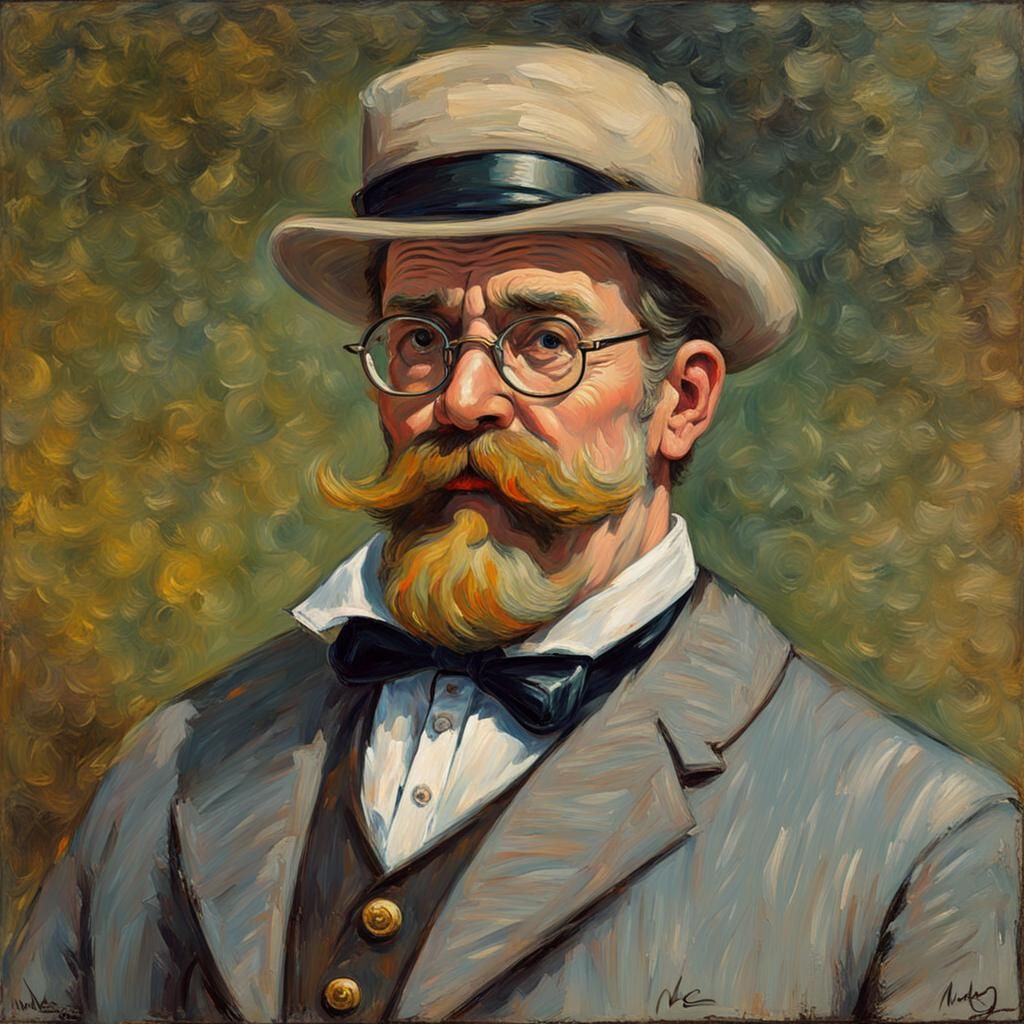 Victorian Man in Neo-Impressionist Style