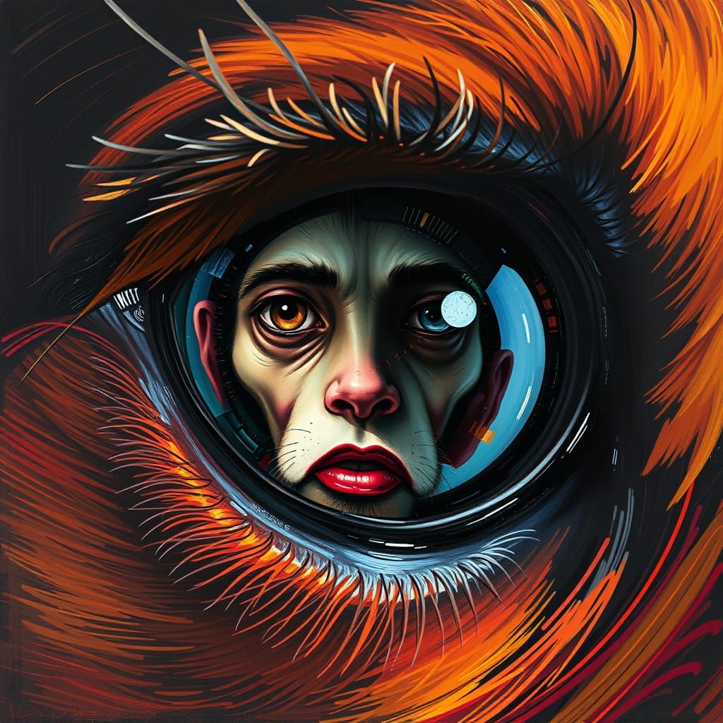 Distorted Reflection in Dog's Eye: Surreal Futurism