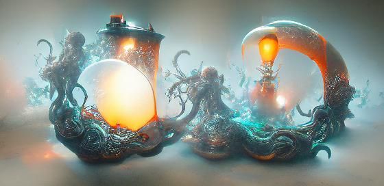 Astral Orange Lantern: Cosmic Fantasy Illustration